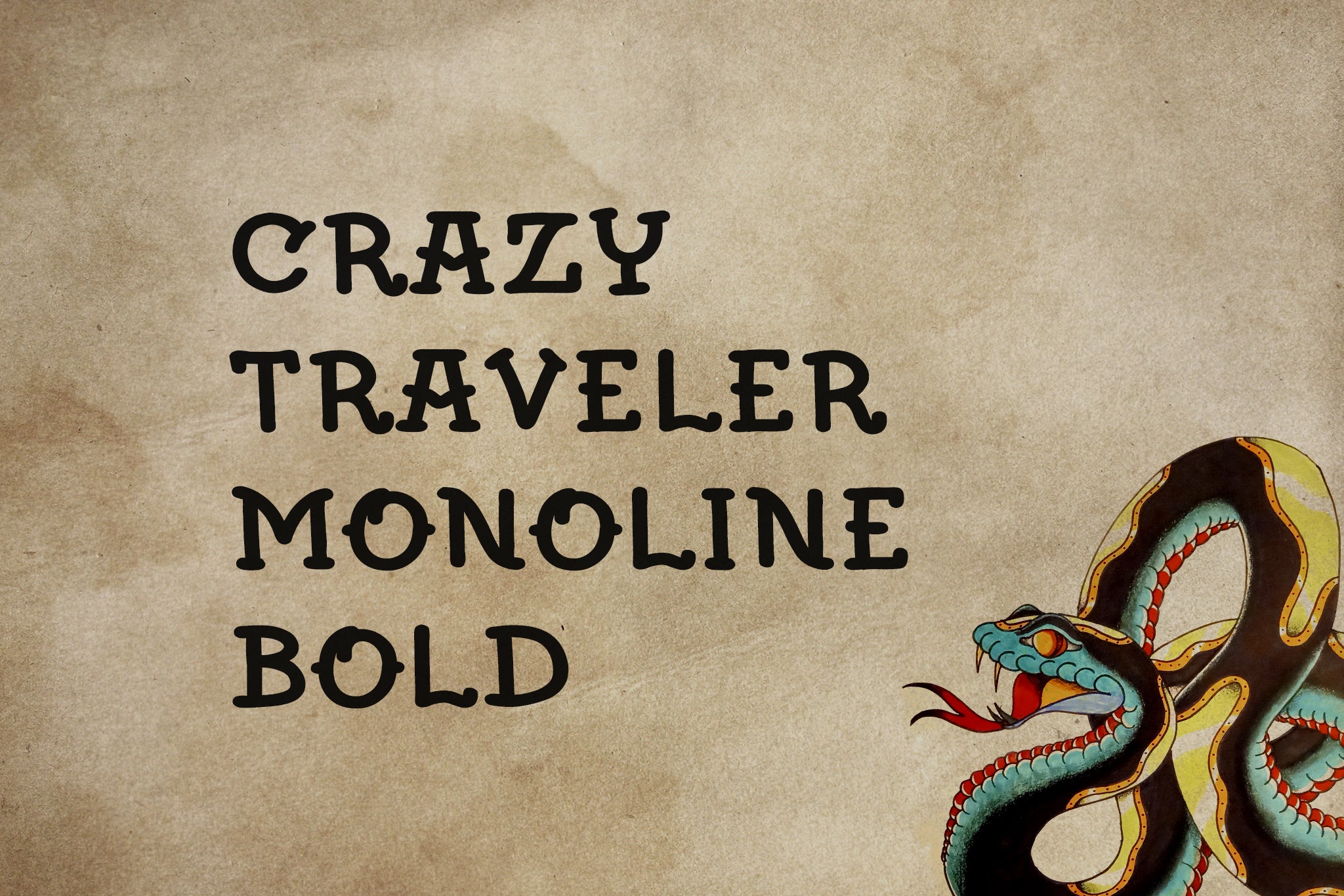 Crazy Traveler traditional tattoo font by Out of Step Font Company