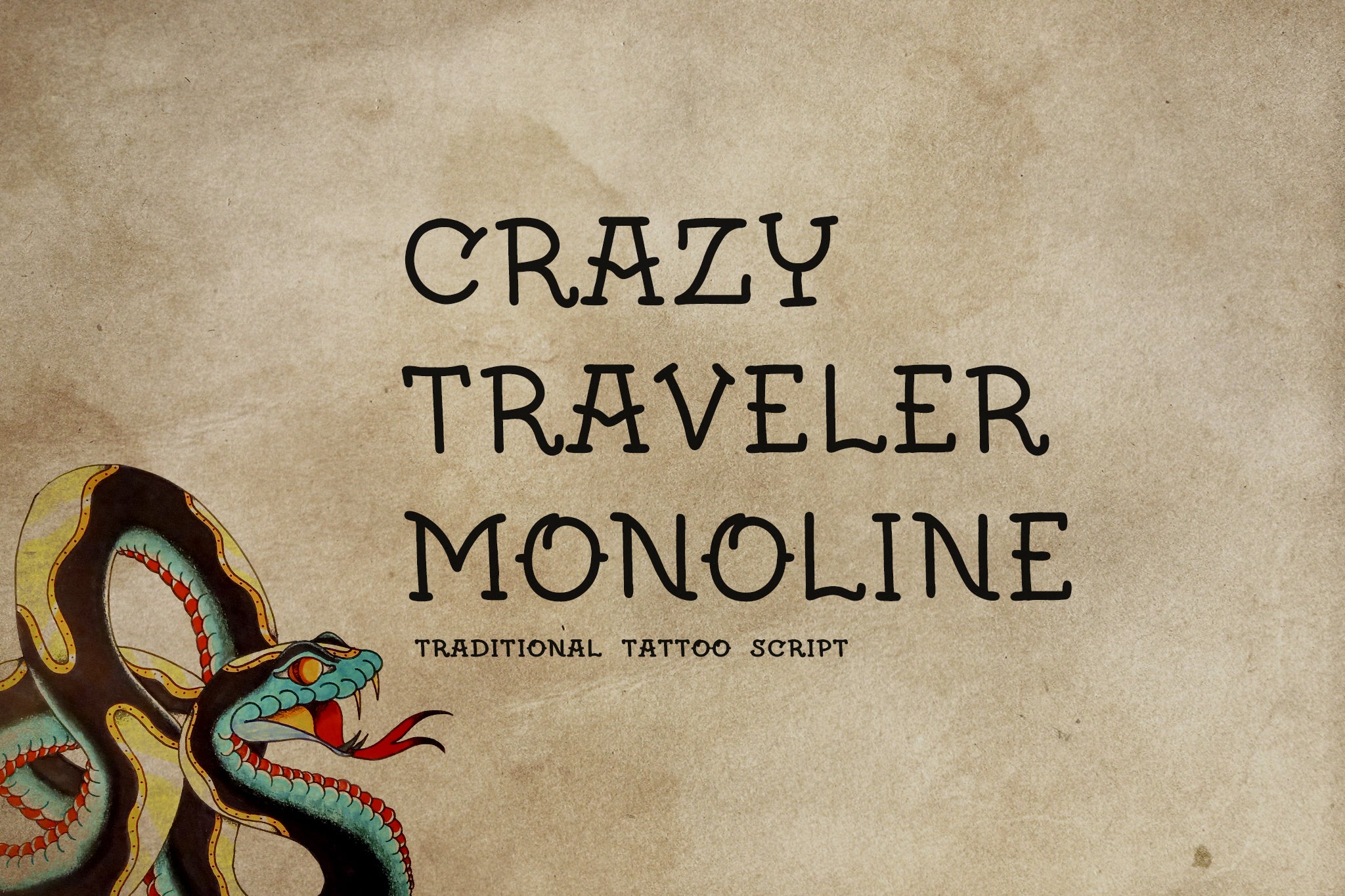 Crazy Traveler traditional tattoo font by Out of Step Font Company