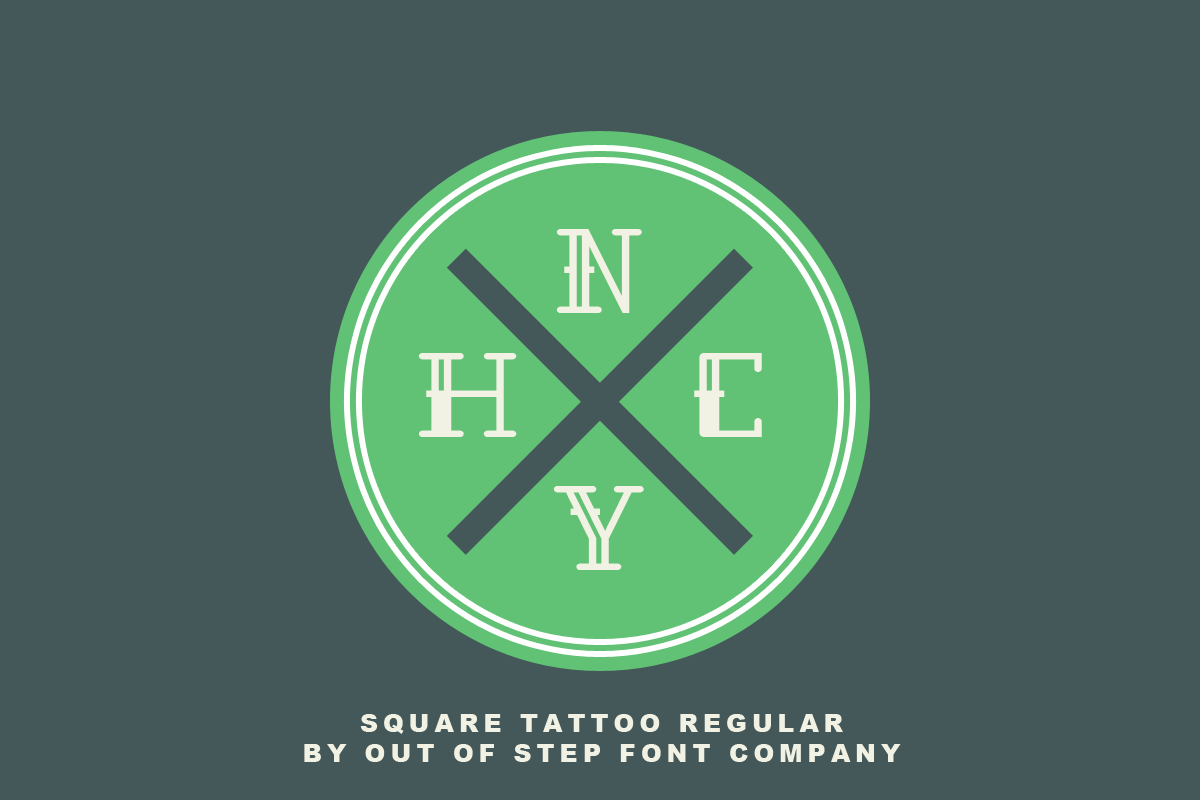 Square Tattoo Regular modern nautical sailor tattoo font by Out of Step Font Company