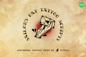 Sailor's Fat Tattoo nautical tattoo script fonts by Out of Step Font Company